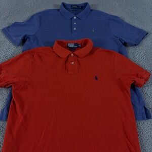LOT OF 2 Polo Ralph Lauren Polo Shirt Mens Large Short Sleeve Flesh Pony Pique